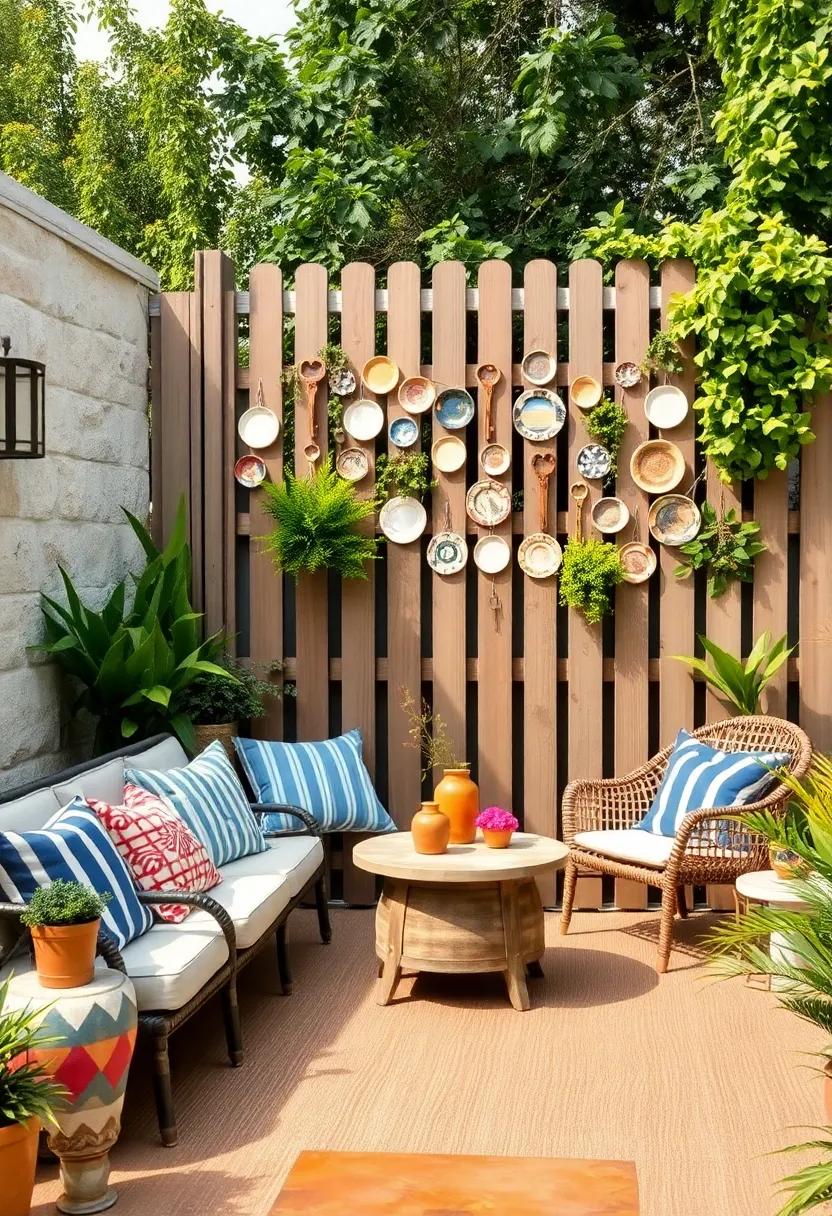 Fence Decorated with Vintage Ceramic Plates and ‌Rusted Keys