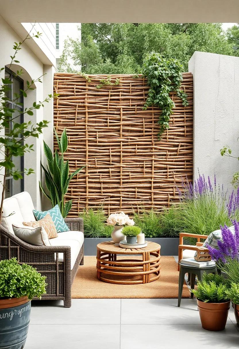 Handcrafted Wattle Fence Blending Seamlessly ⁣with Wild Herbs