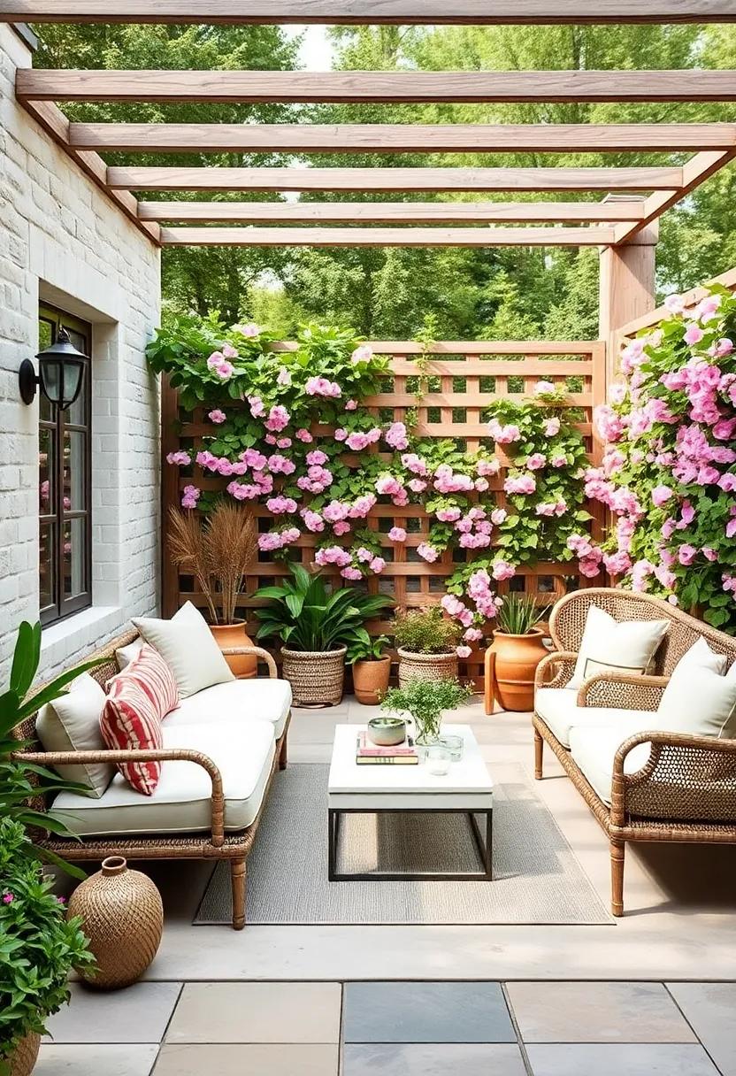 Trellis Fence Covered in ⁢Sweet Pea Blossoms