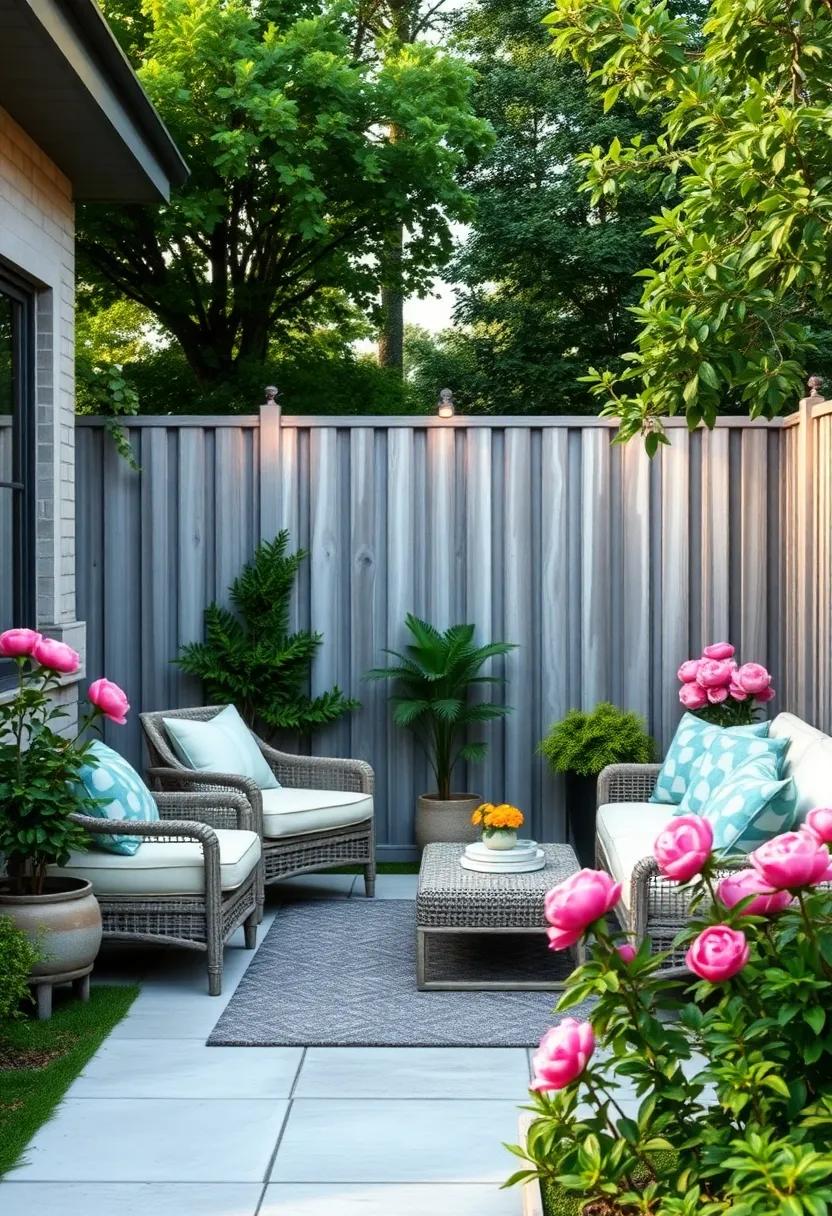 Weathered Gray Fence Paired with Pink Peony Beds