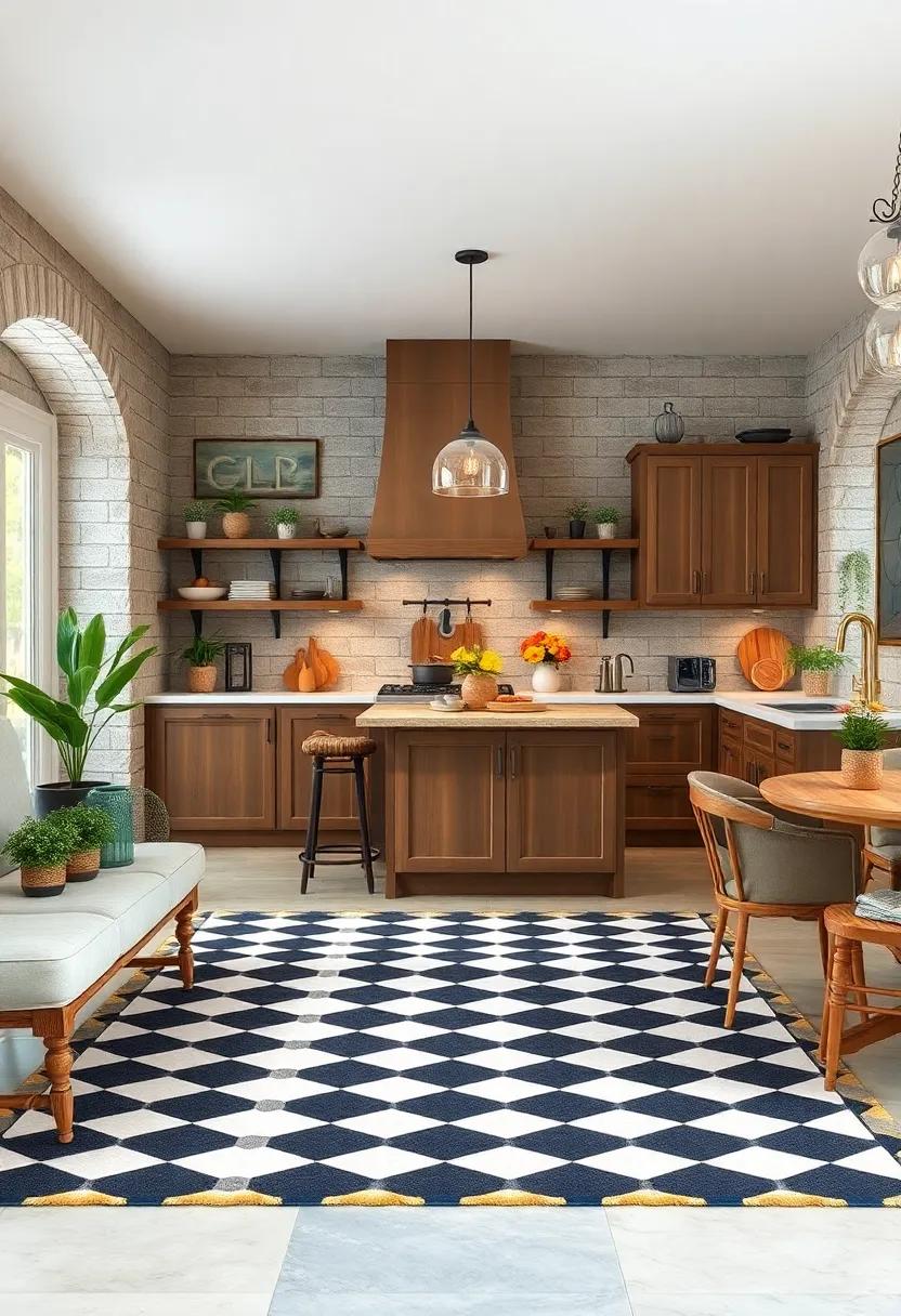Checkerboard or Farmhouse Patterned⁤ Kitchen ‍Rugs