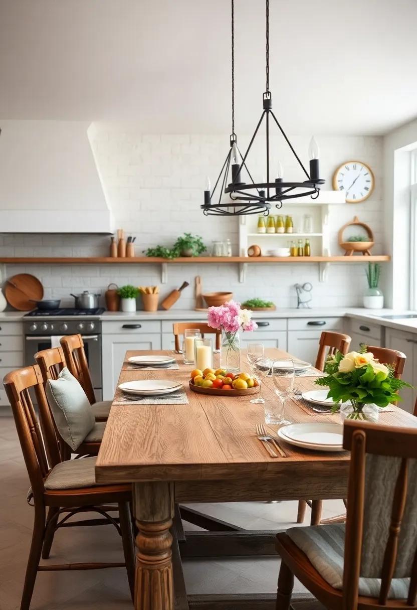 Distressed Wood Dining Table for Cozy‍ Family Meals