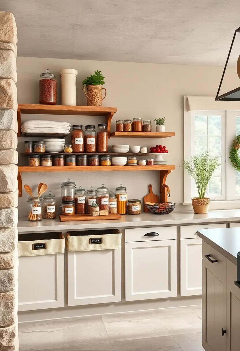 Open Bins with ‍Labeled Jars ‍for Pantry Organization