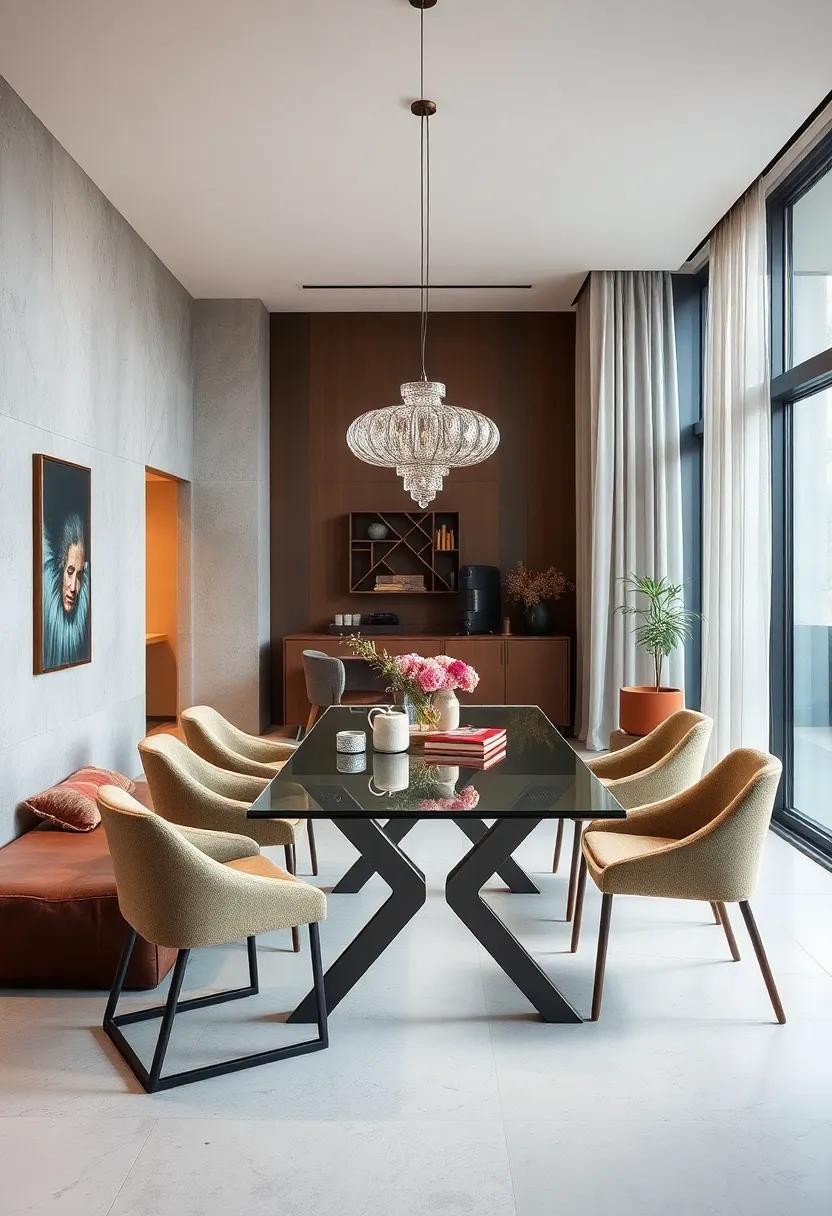 The SleekFold Glass Dining Table adds a contemporary touch with its transparent surface and ⁣fold-away⁣ legs