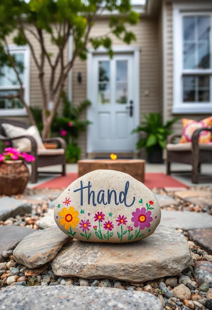 A brightly⁤ painted rock featuring a simple​ 