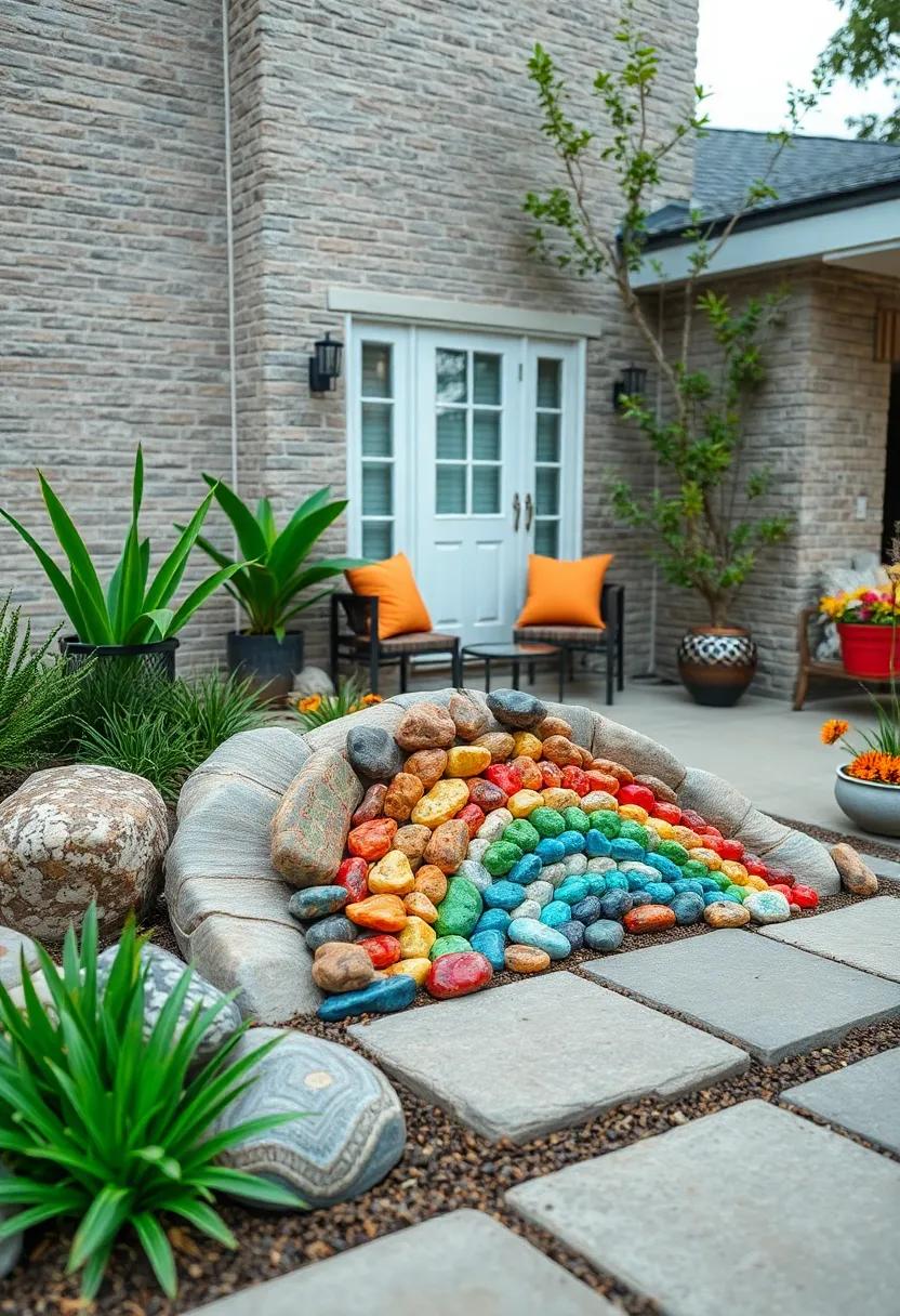 A pebble collection glued together to form a rainbow, symbolizing hope and appreciation for the ‍community's diversity and resilience