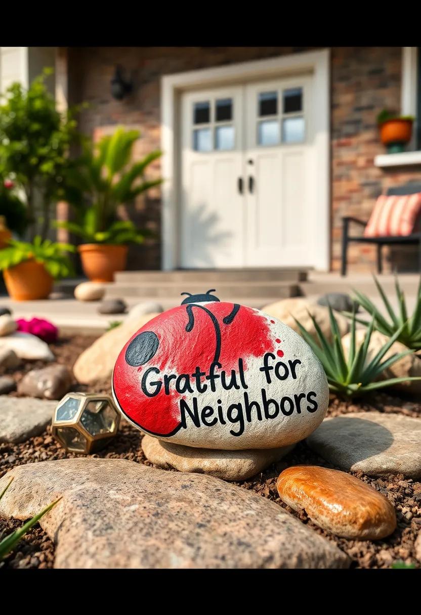 A rock⁤ painted to resemble a ladybug carrying the phrase 