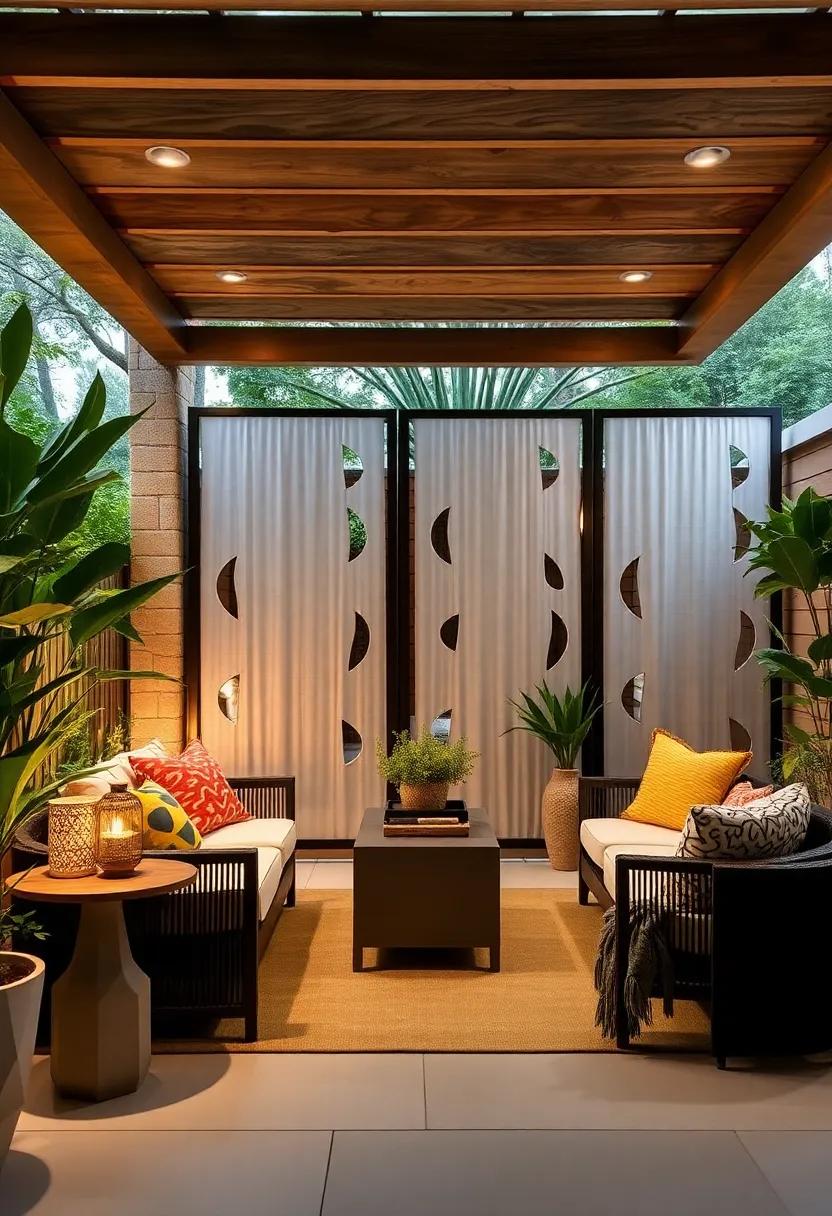 Freestanding Steel Panels with Cutouts: these art-inspired panels provide a decorative and durable perimeter ‍that defines space with modern flair