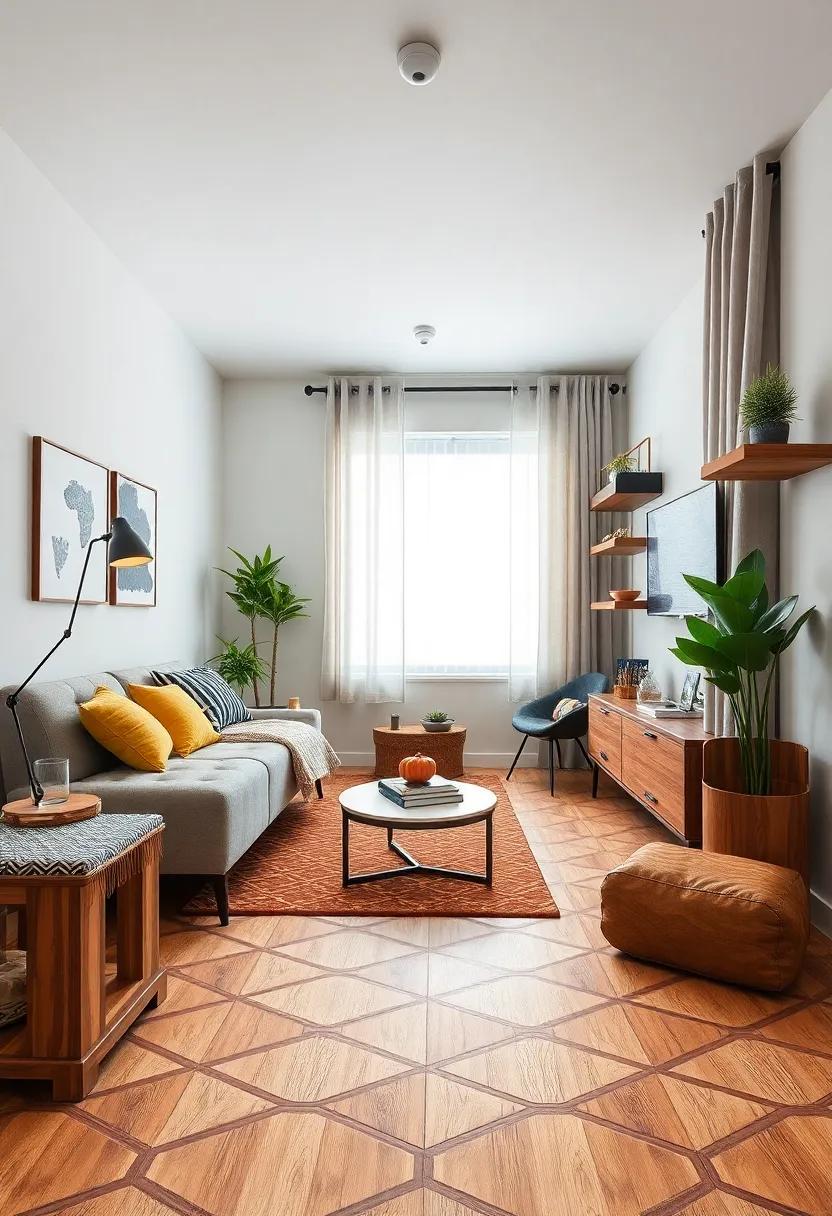 Stencil-Patterned Floors: Paint geometric stencils onto hardwood or concrete floors ⁢for a custom designer feel