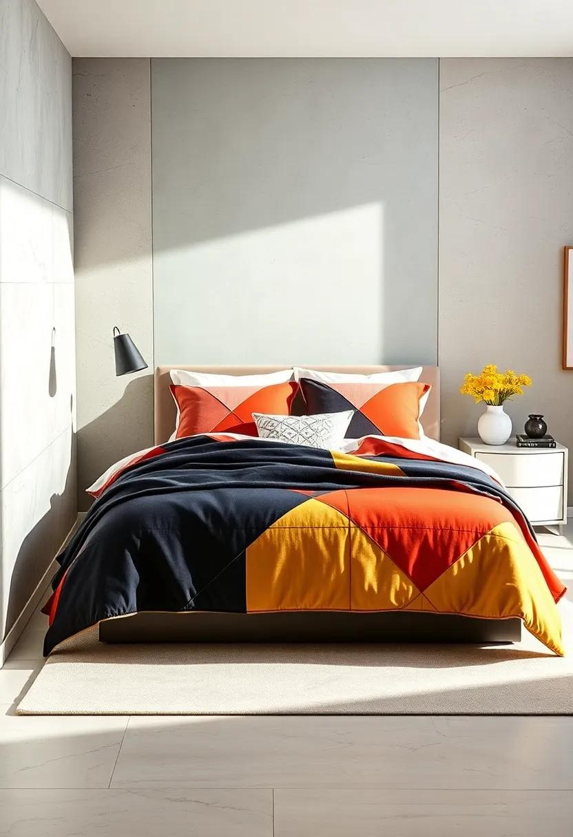 Geometric Bedding Sets: ‍Choose duvet covers⁢ and pillowcases featuring intersecting⁤ lines and shapes to tie the room's⁤ theme together