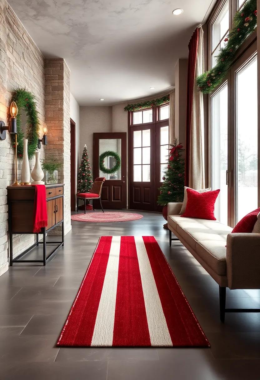 Candy Cane Stripe Runner - Bold ⁤red​ and ​white stripes ⁤mimic​ classic candy ⁢canes, perfect for hallways and entryways
