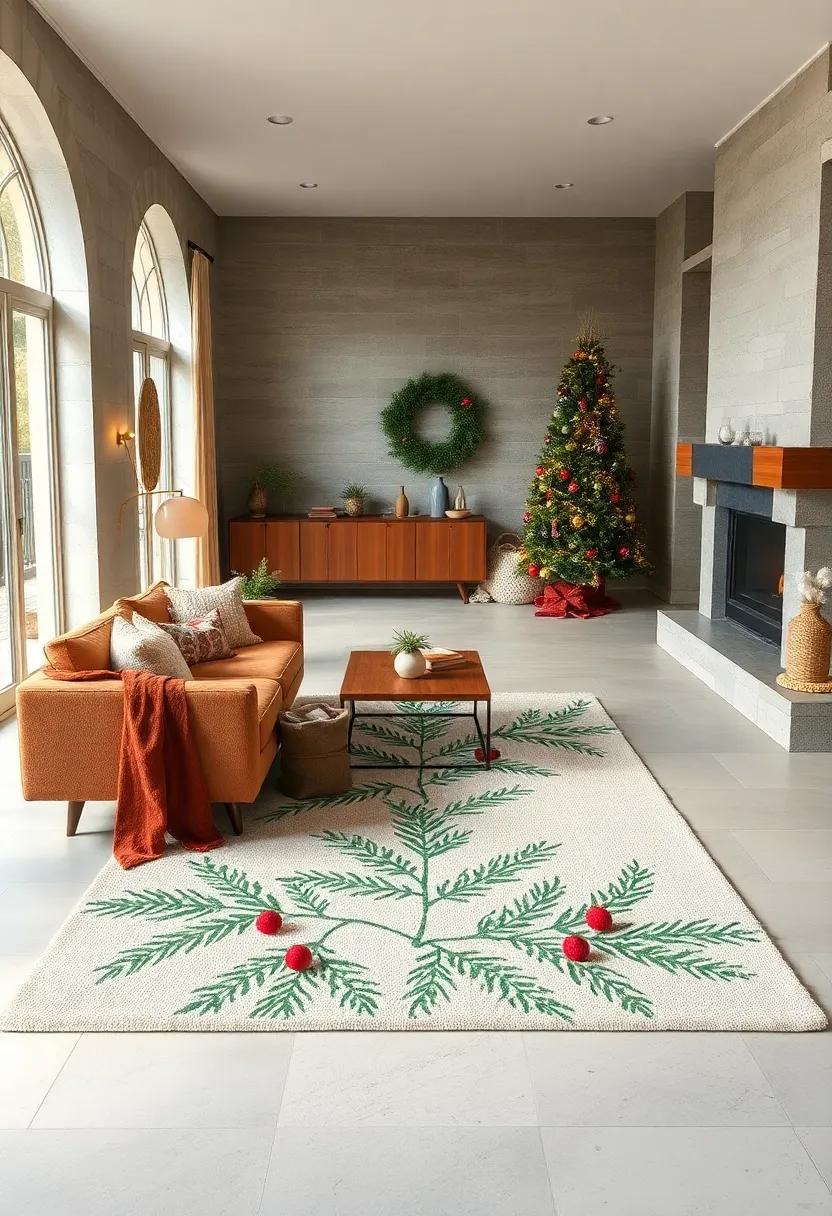 Evergreen Delight Mat ⁢- Featuring intricate‌ pine needle and cone ​motifs, this rug​ adds a natural forest touch