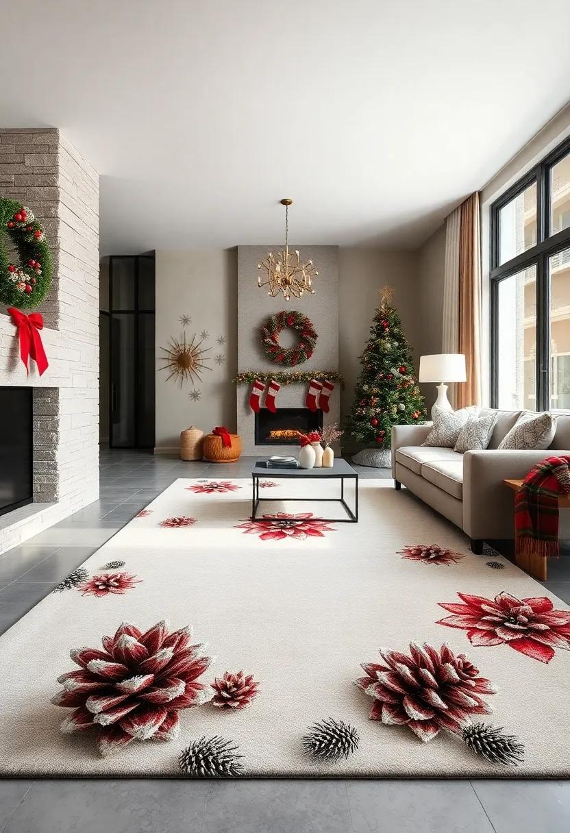 frosted⁣ Pinecones ⁤Carpet - A minimalist ⁢yet elegant design focusing on⁢ frosted pinecone details ​against a ‌neutral backdrop