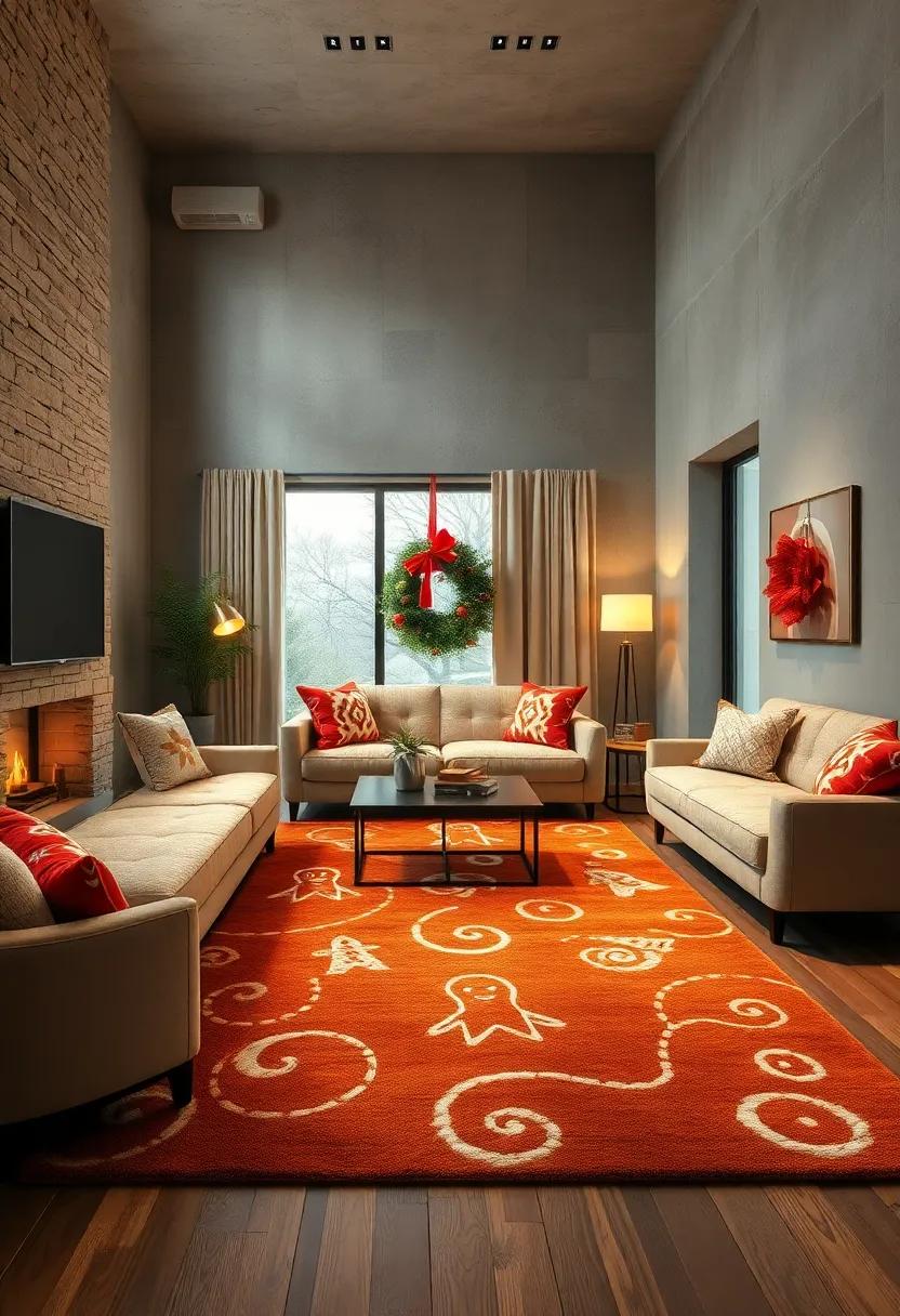 Gingerbread⁣ lane Rug - Whimsical gingerbread men and ⁣swirls⁤ in warm browns⁤ and cream tones ⁤evoke holiday baking