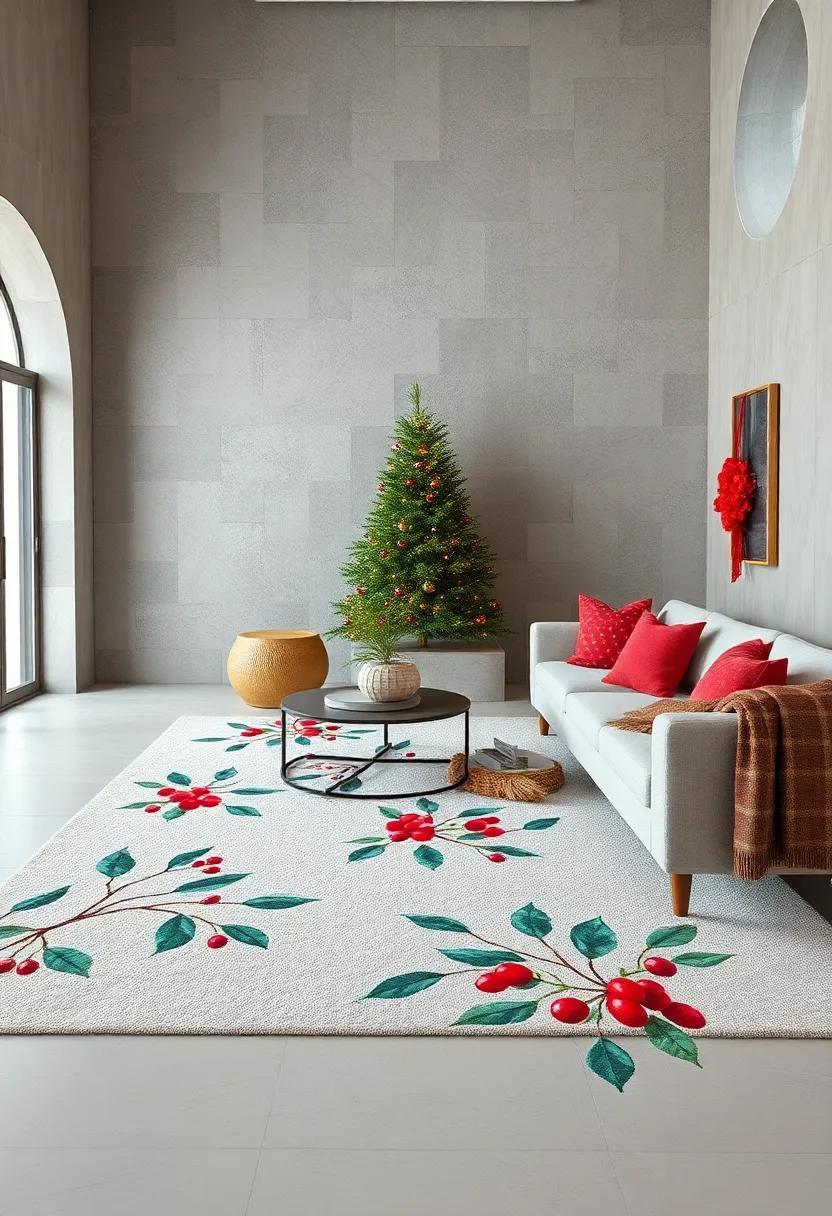 Mistletoe Magic ⁣Rug - Elegant mistletoe sprigs with delicate berries add a hint of romance to your seasonal setup