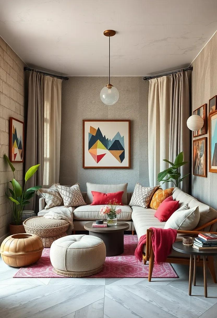 Choose a mix of textiles such as knit throws, velvet cushions, and linen drapes for rich texture