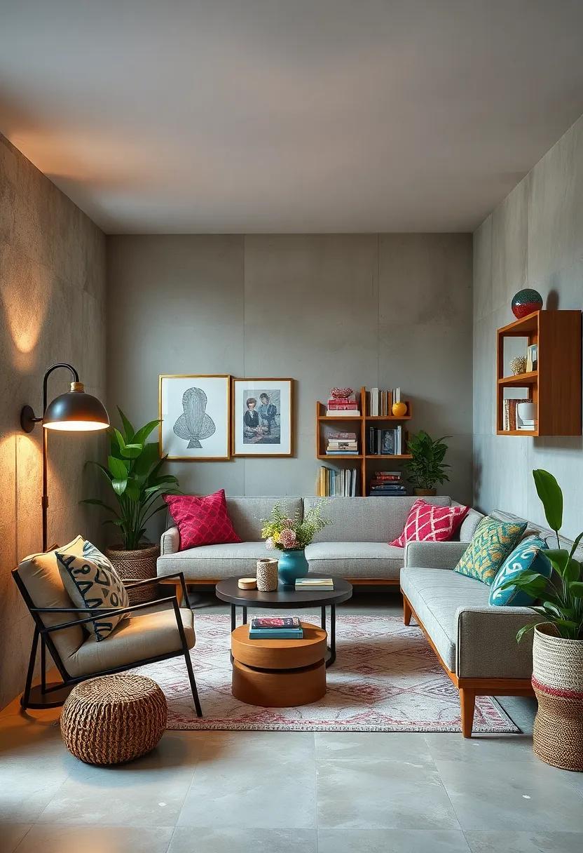 Add a statement lighting piece,such as a unique floor lamp or hanging pendant,to set the mood