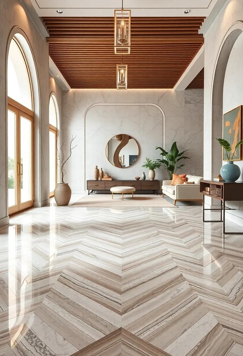 Chevron Patterned Marble Tiles for Modern Geometric Flair