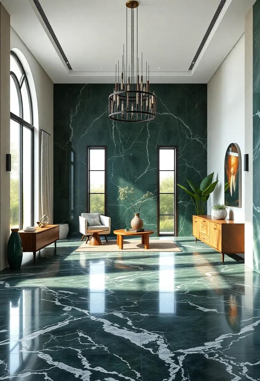 Dark‌ Green Marble with White Veins to ⁢Evoke Nature's Majesty