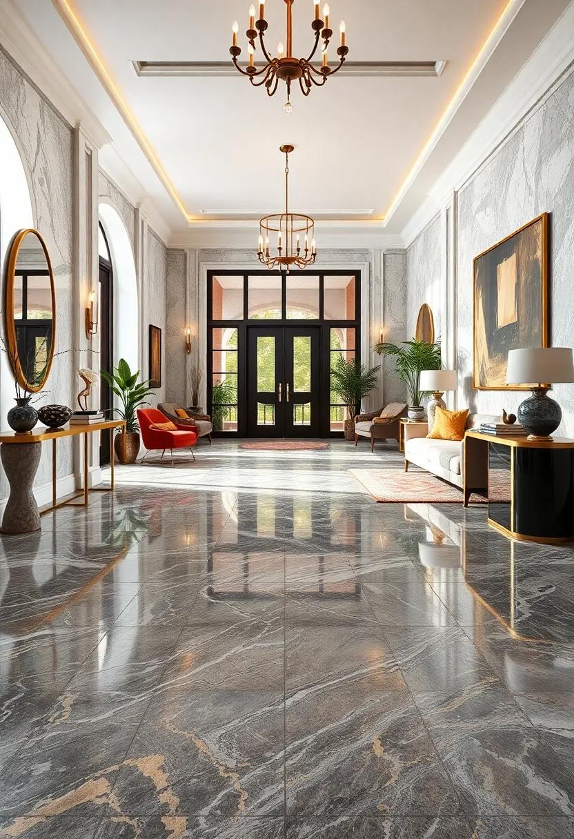 Grey Marble⁣ with Gold ⁣Veining for a Touch ‌of Opulence