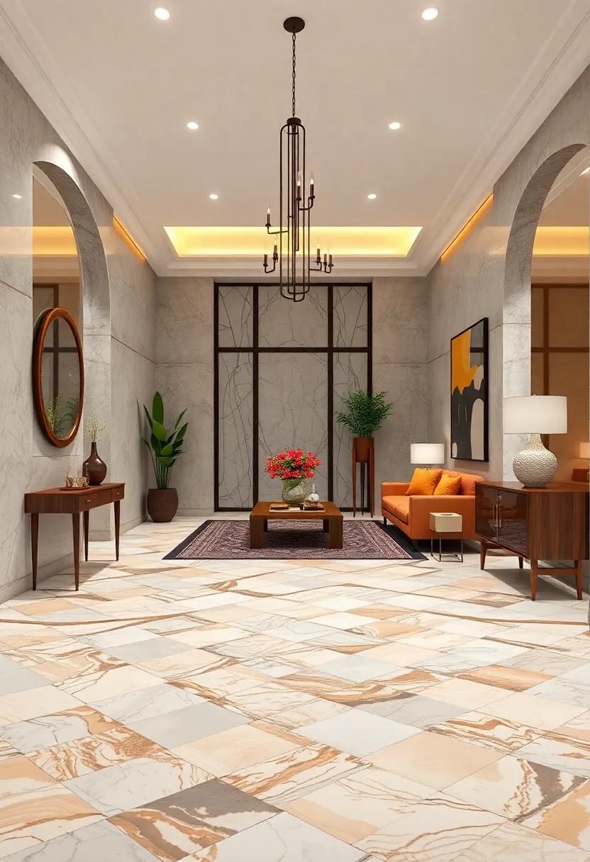 Hexagonal⁣ Marble ‍Tiles in Mixed tones ⁤for​ Contemporary​ Appeal