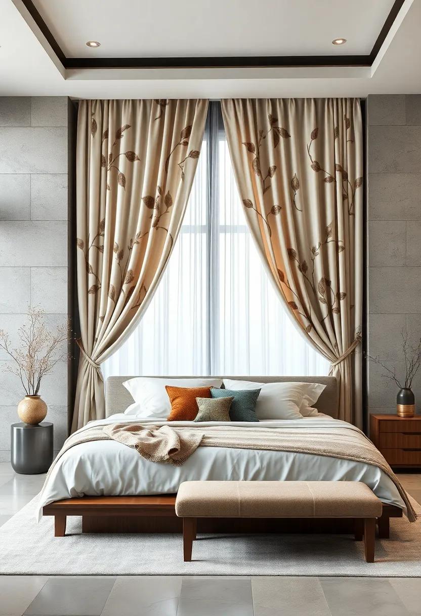 Printed⁤ Silk​ Curtains with Botanical⁢ Motifs