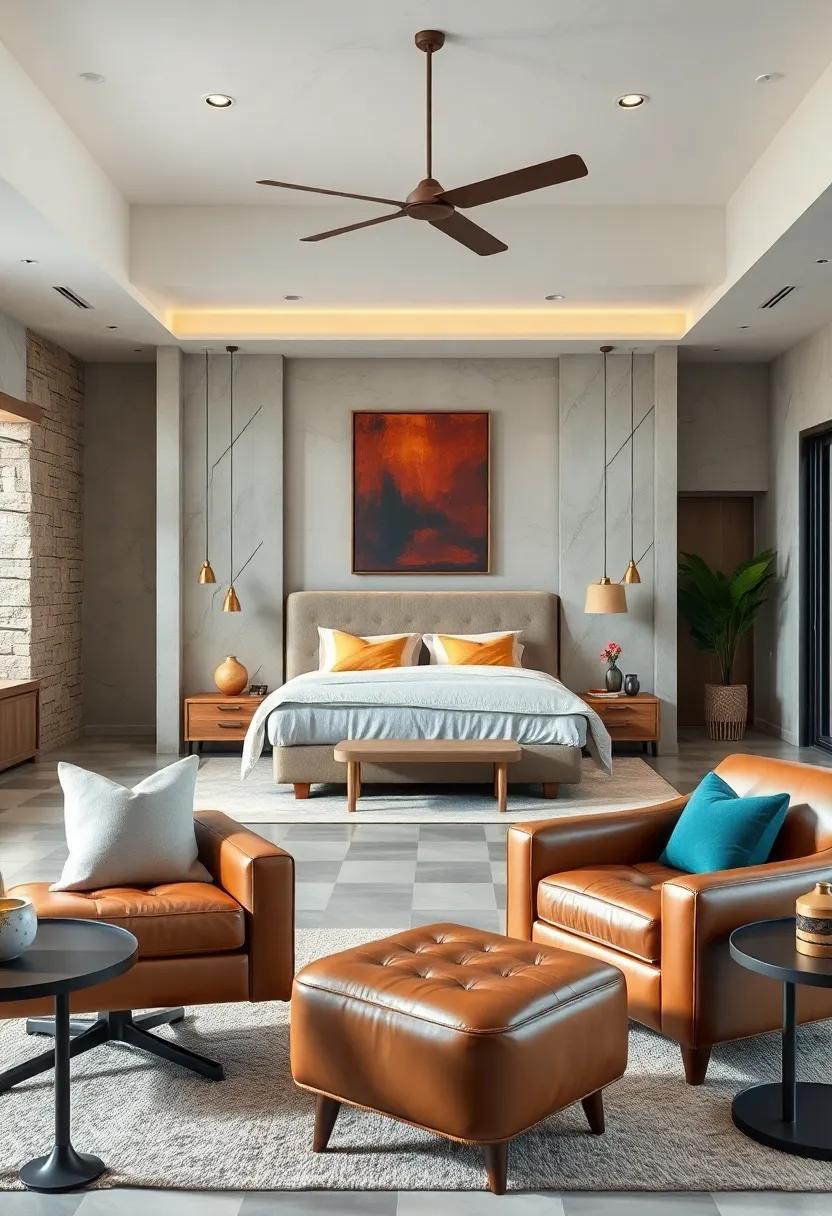 Contemporary Leather ‌Club Chair with a Matching ⁣Ottoman