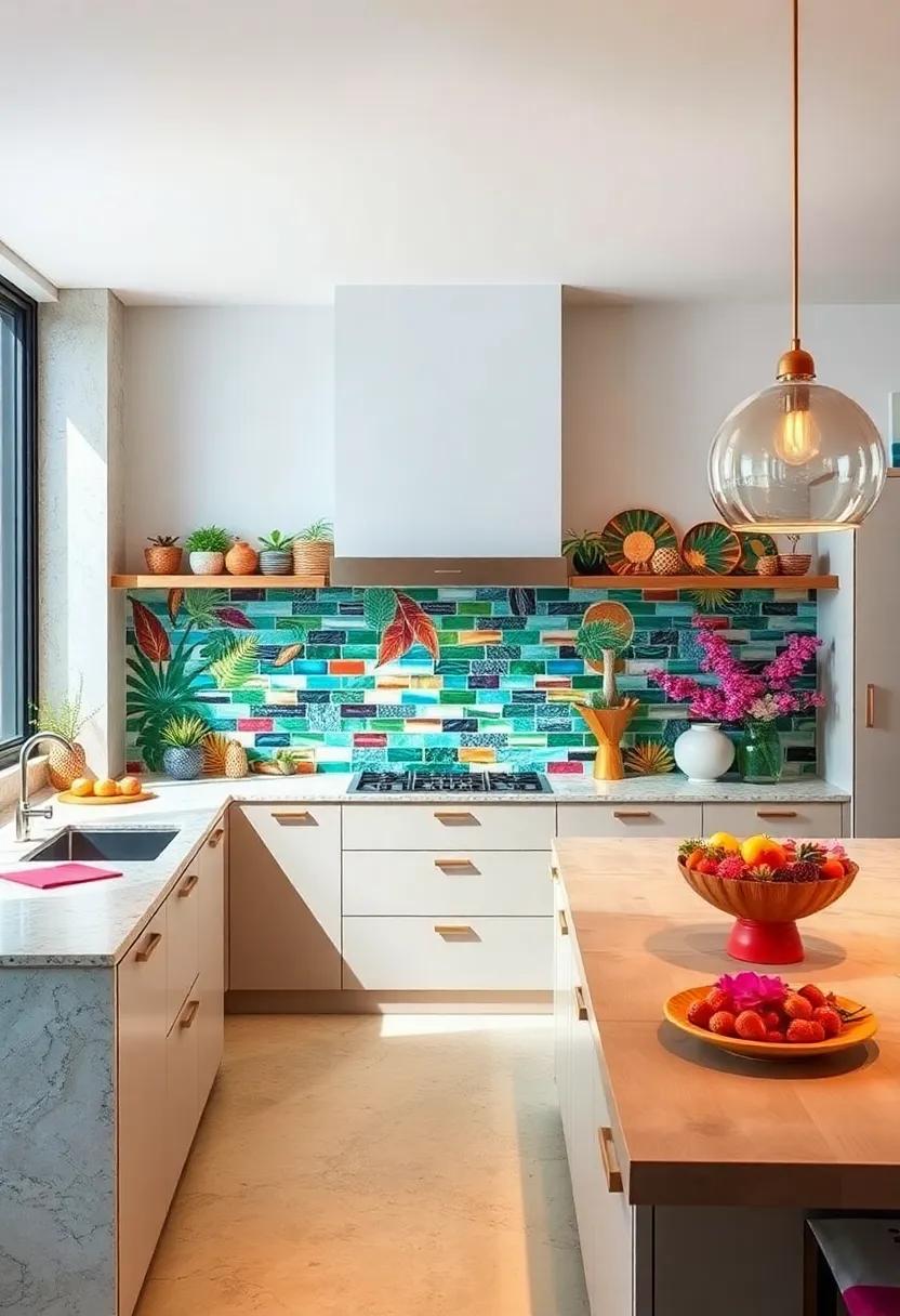 A⁤ mosaic backsplash ​featuring tropical‌ hues and patterns brings a refreshing and exotic ⁤energy ⁤to this kitchen