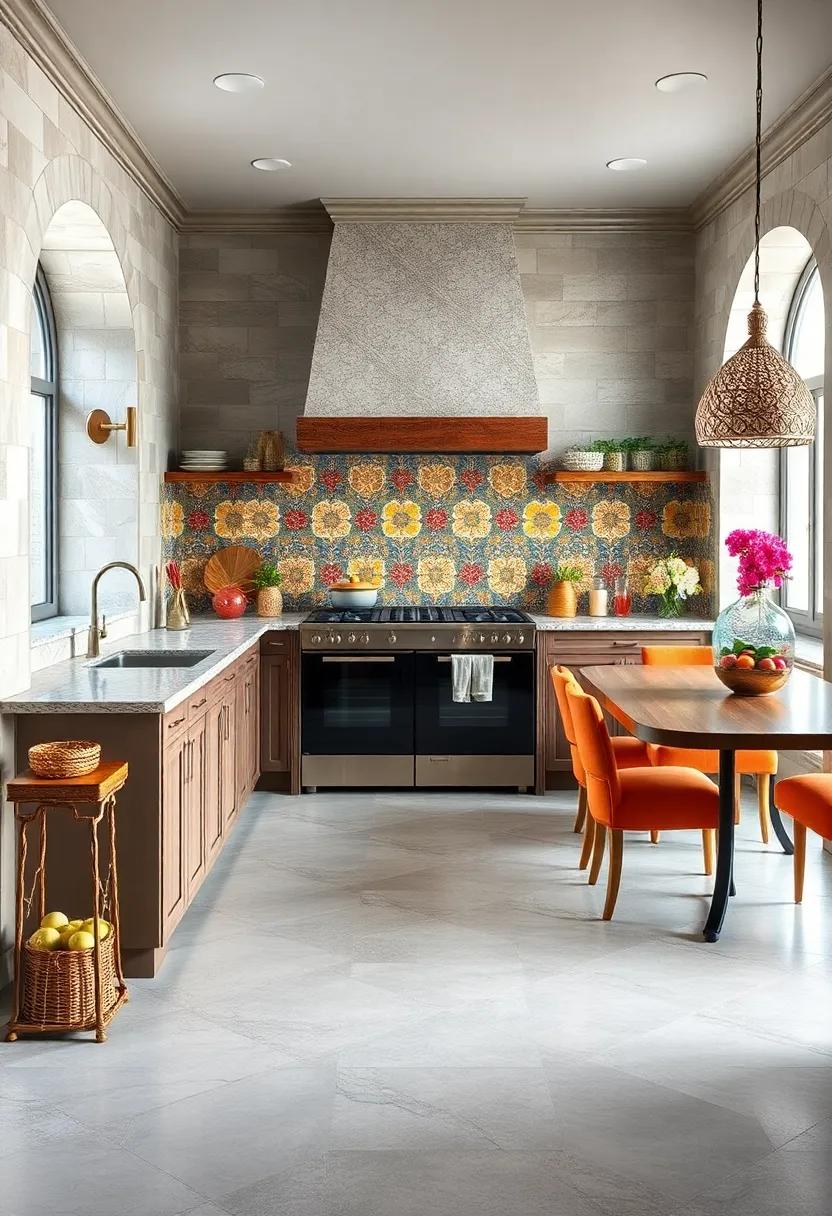 Multi-colored encaustic tiles bring ⁢a handcrafted​ feel‌ and vibrant energy ‍to this traditional⁣ kitchen