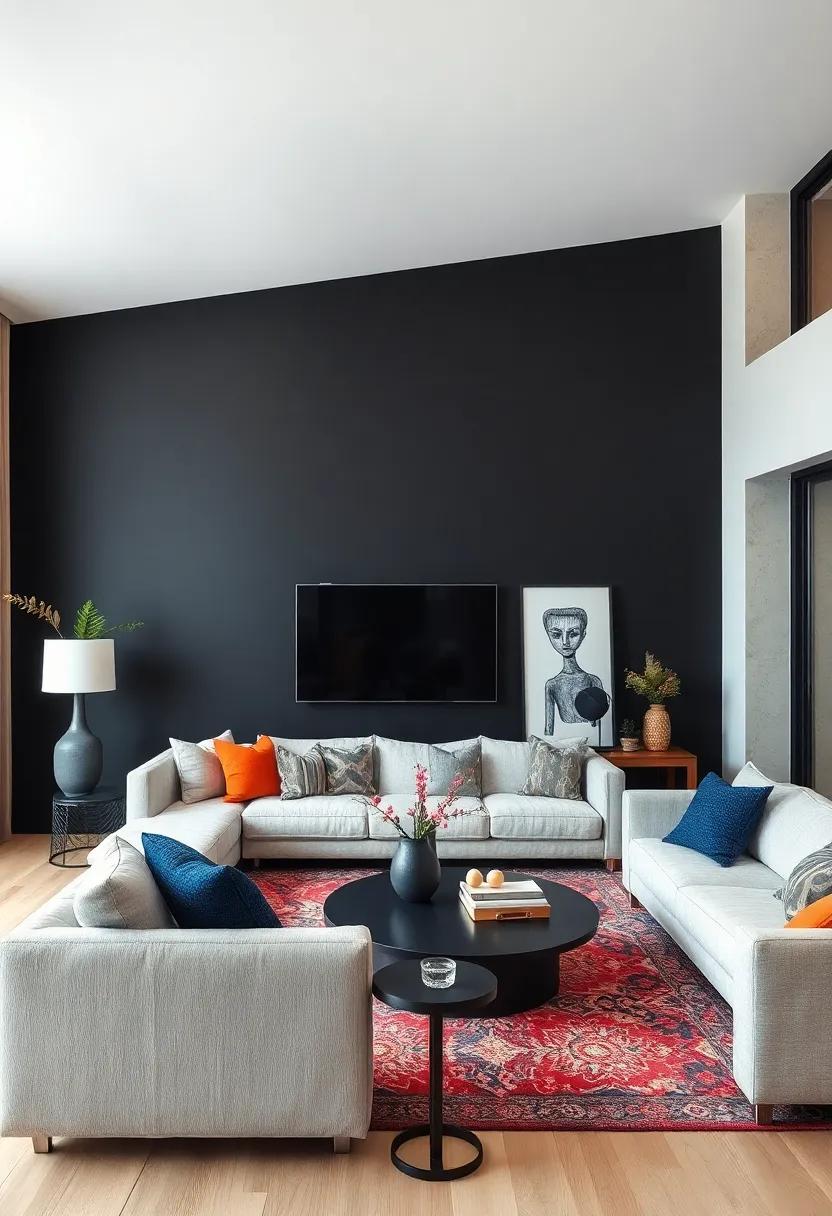 Matte Black​ Statement: Create ‍contrast by painting a single ⁣wall matte black, focusing attention while maintaining simplicity with minimalist decor