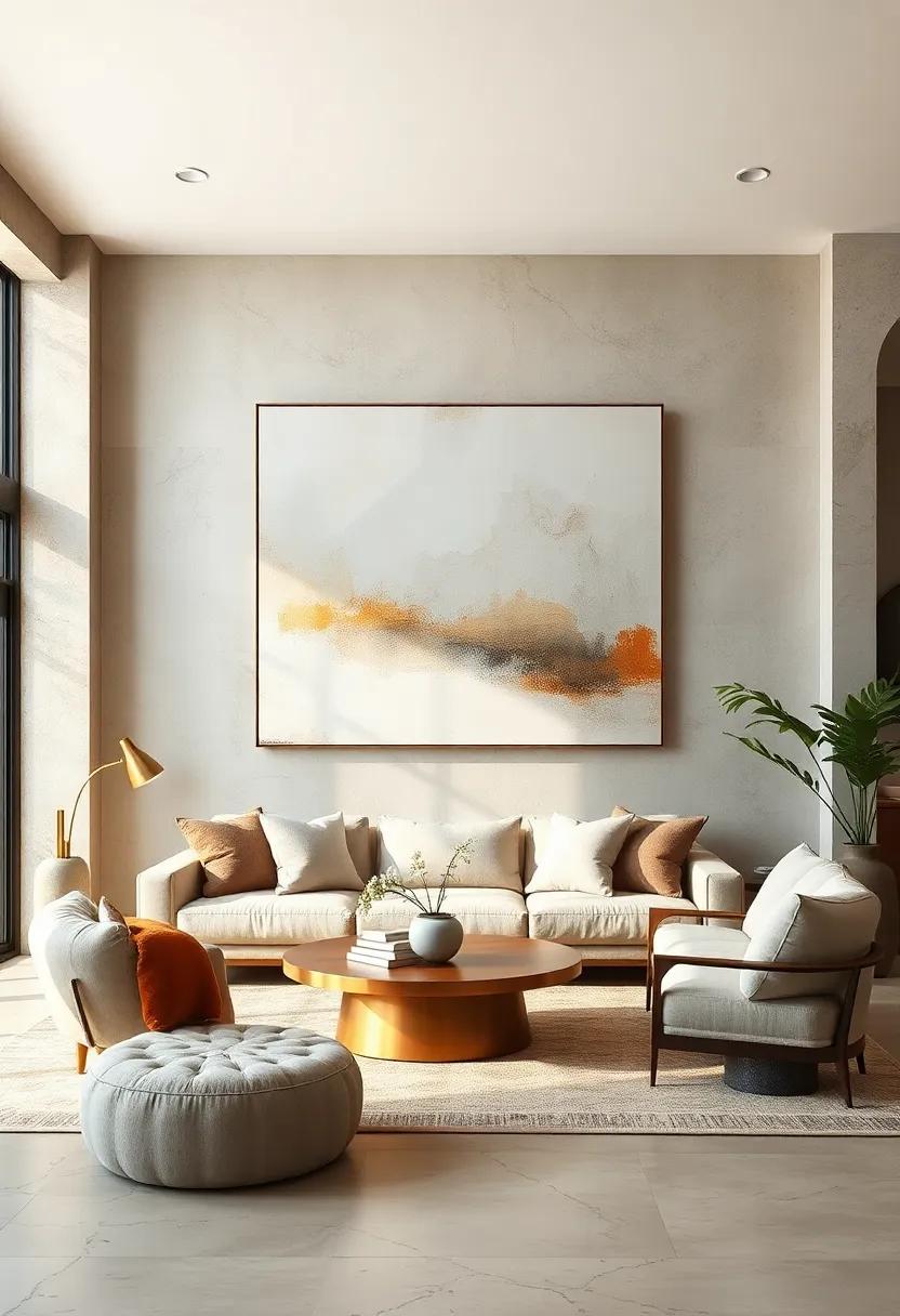 Large Scale ​Abstract ⁢Art Panel: Mount a ‍single oversized abstract⁣ canvas with muted hues to add ⁢personality while ​maintaining minimalist‌ aesthetics