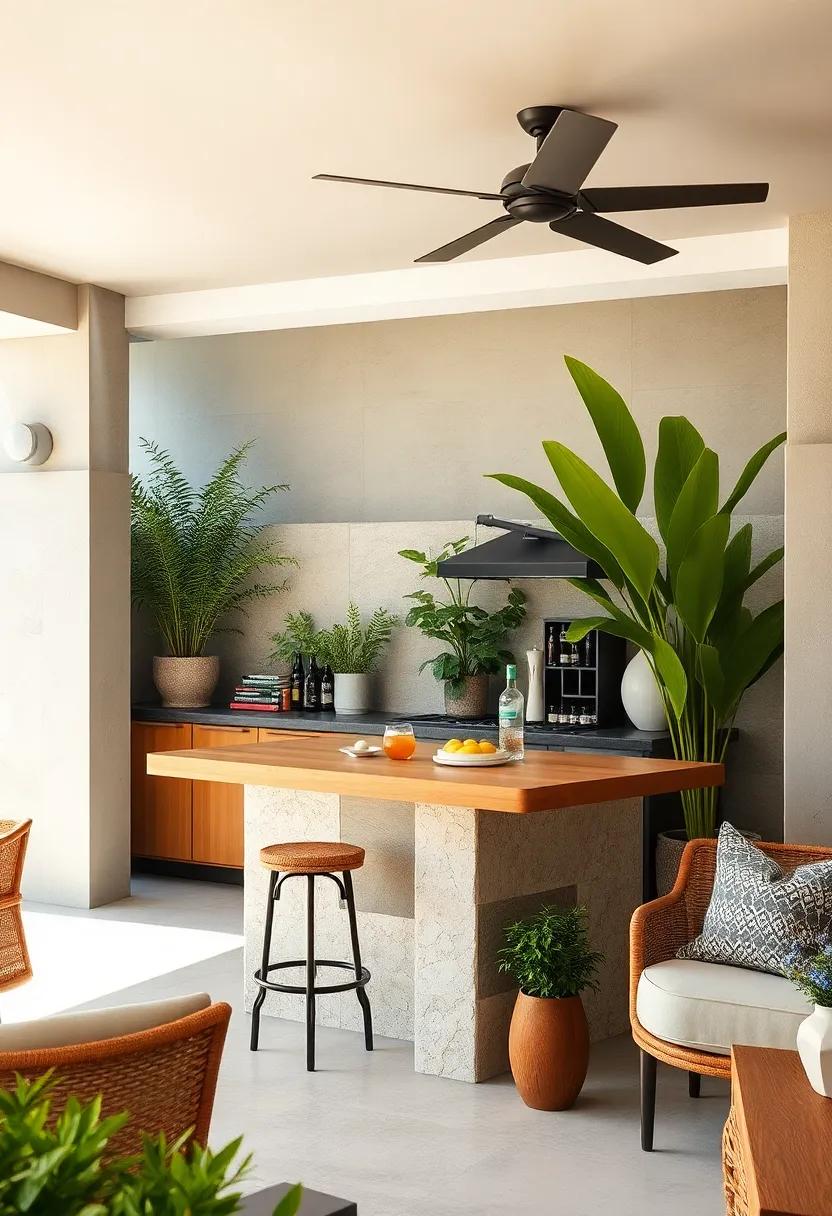 Eco-friendly bar constructed with recycled materials and a durable ‍bamboo counter for sustainability lovers