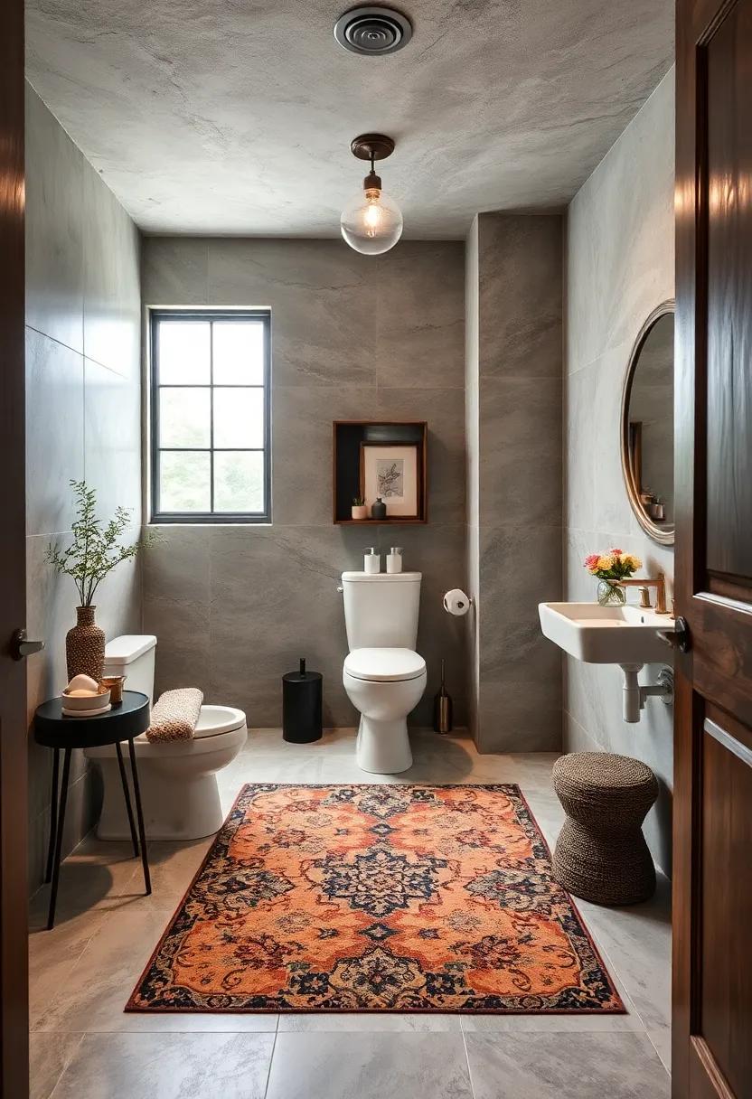 Incorporate a decorative rug to introduce warmth and texture