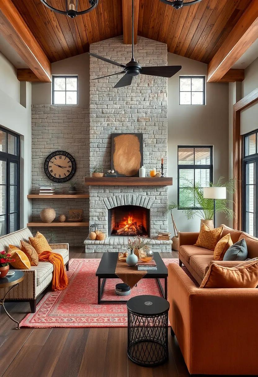 Highlight a Stone or Brick Fireplace as a Cozy Focal Point