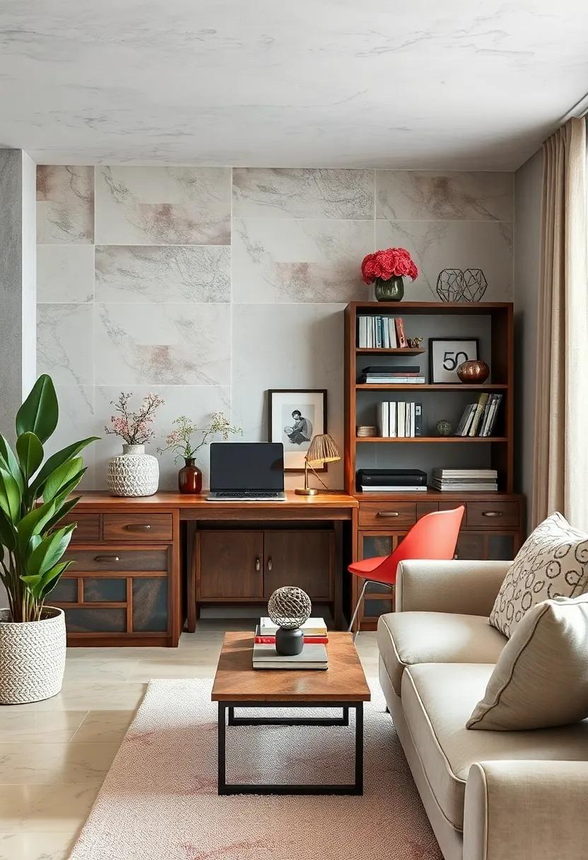 Choose an ottoman with storage inside to hide away office supplies while providing extra seating