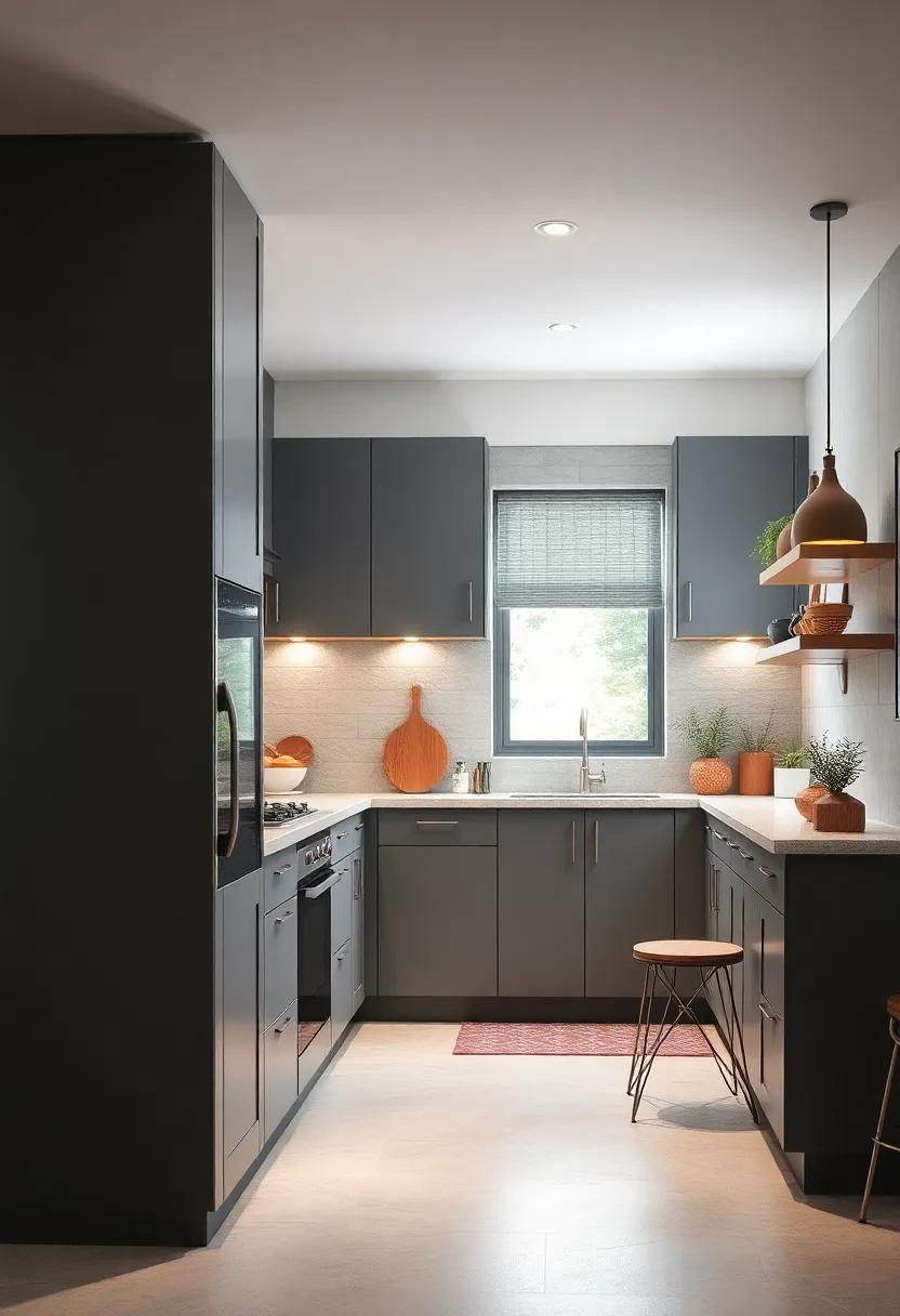 Streamlined Gray Cabinets⁤ with Built-In Appliances to Maximize Kitchen Space and Functionality
