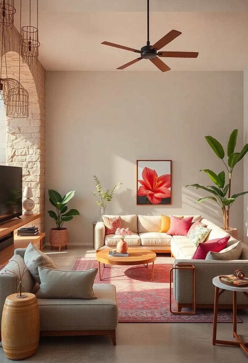 Hibiscus Heat: Hot pink, tangerine,⁣ lush green, sunset yellow, and warm sand