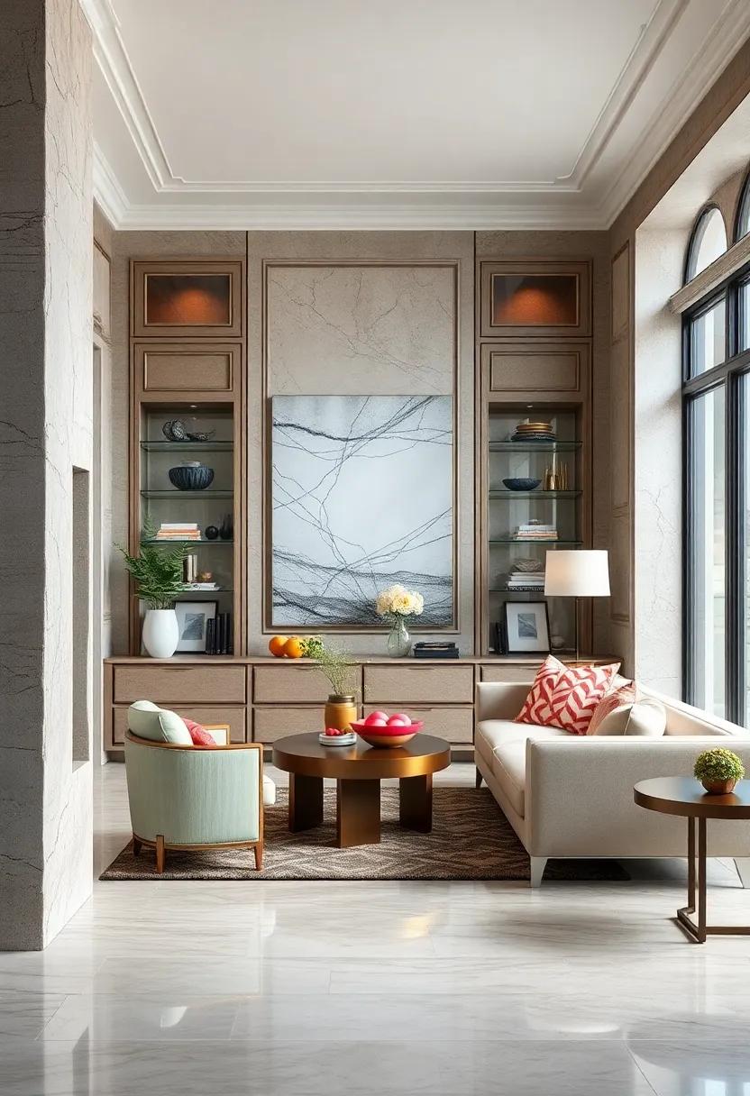 opt for built-in cabinetry with elegant molding to offer both functionality and refined aesthetics