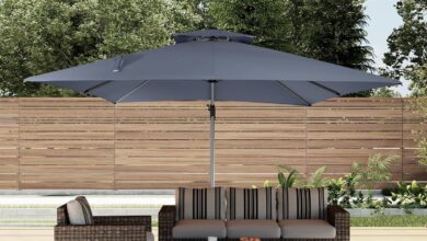Our Honest Take: 11ft Double Top Patio Umbrella in Gray