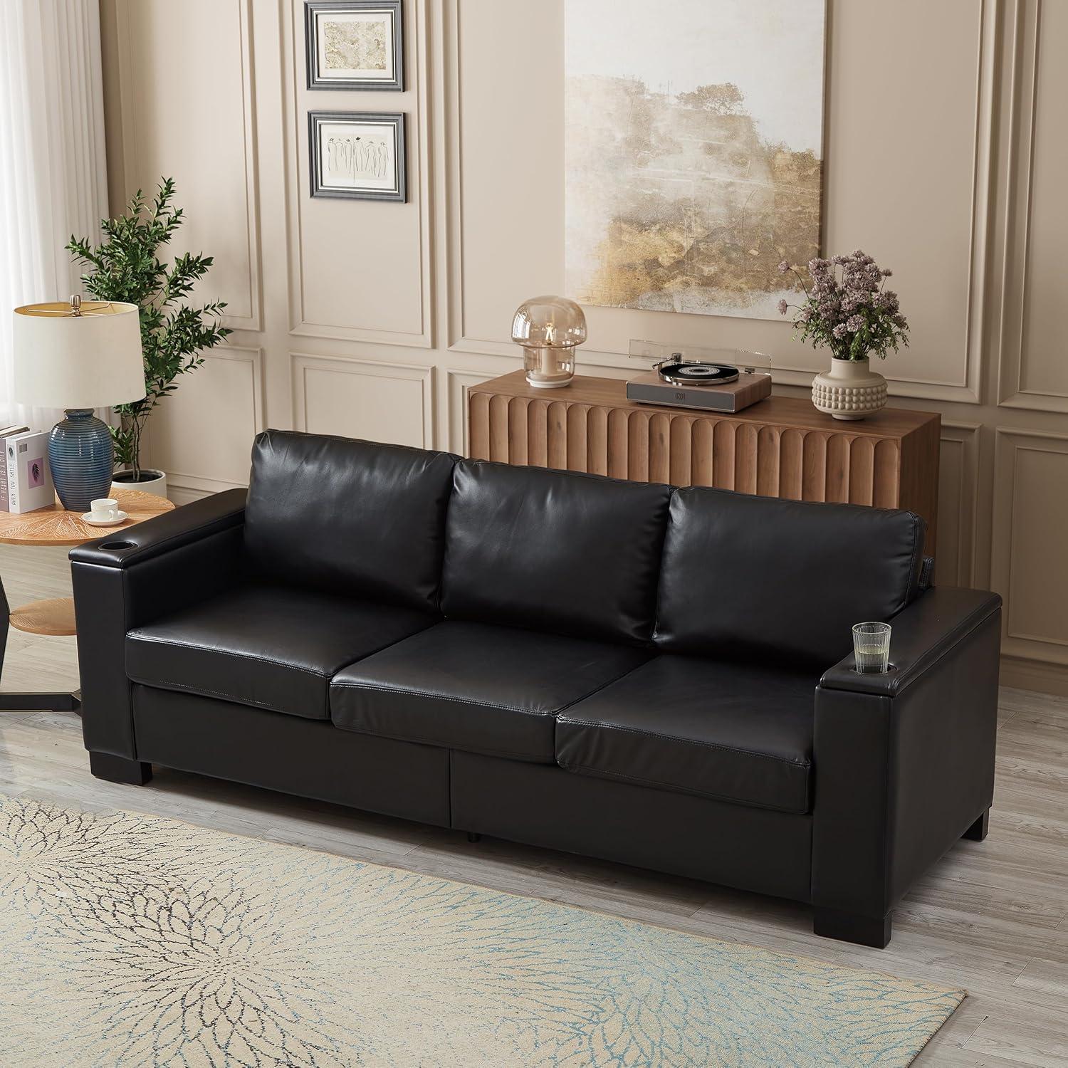 Why We Love Our 93.7″ Black PU Leather Sofa with Storage