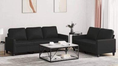 Our Take on the Modern Black Faux Leather 2-Seater Sofa Set