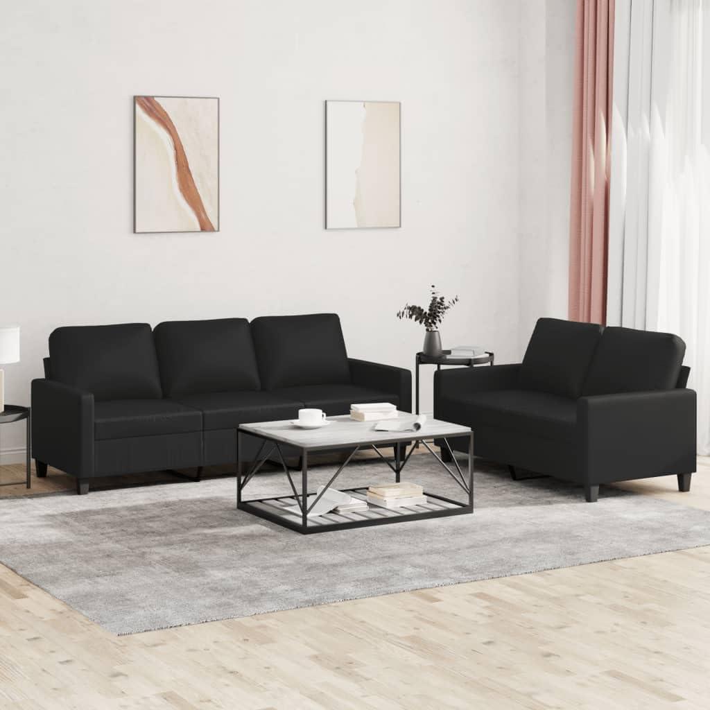 Our Take on the Modern Black Faux Leather 2-Seater Sofa Set