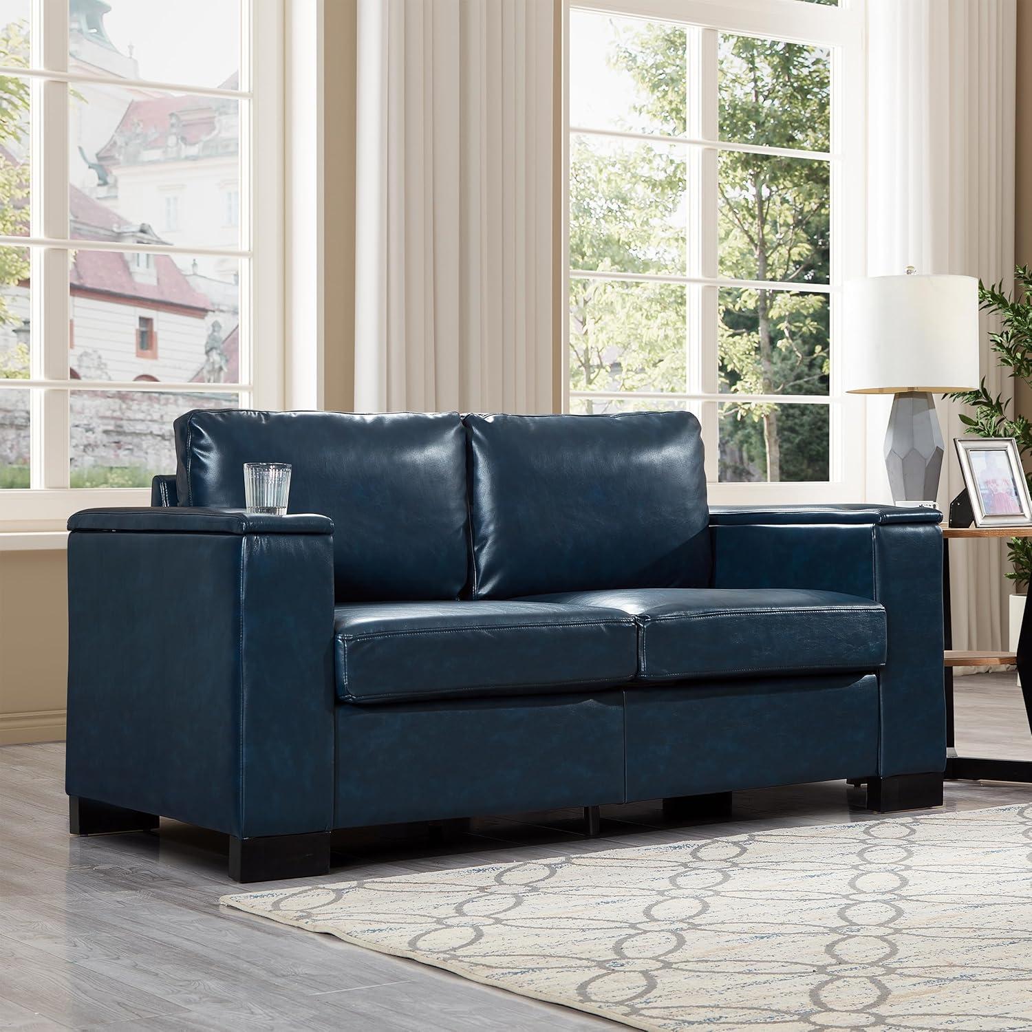 Our Honest Take on the Navy Blue PU Leather Loveseat Sofa Review