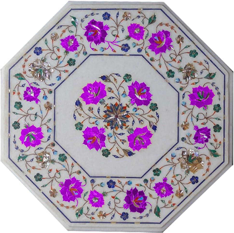 Our Take on the 18″ White Marble Inlay Table Top with Floral Design