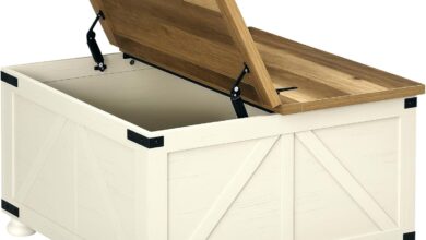 How We Loved the HOMCOM Farmhouse Table’s Stylish Storage