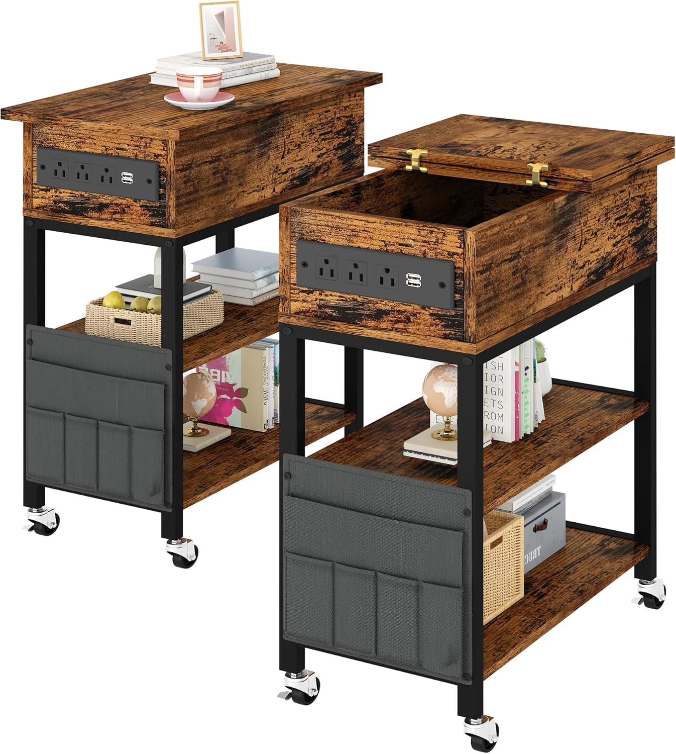 How We Doubled Our Convenience with This Rustic Charging End Table Set