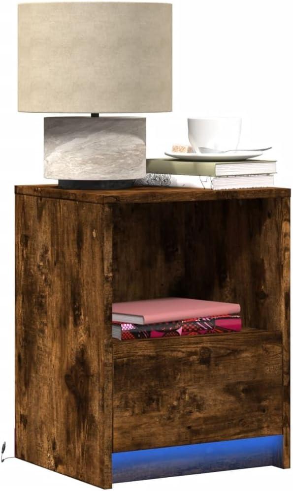 Our Take on the Smoked Oak Bedside Cabinet Set with LED Glow