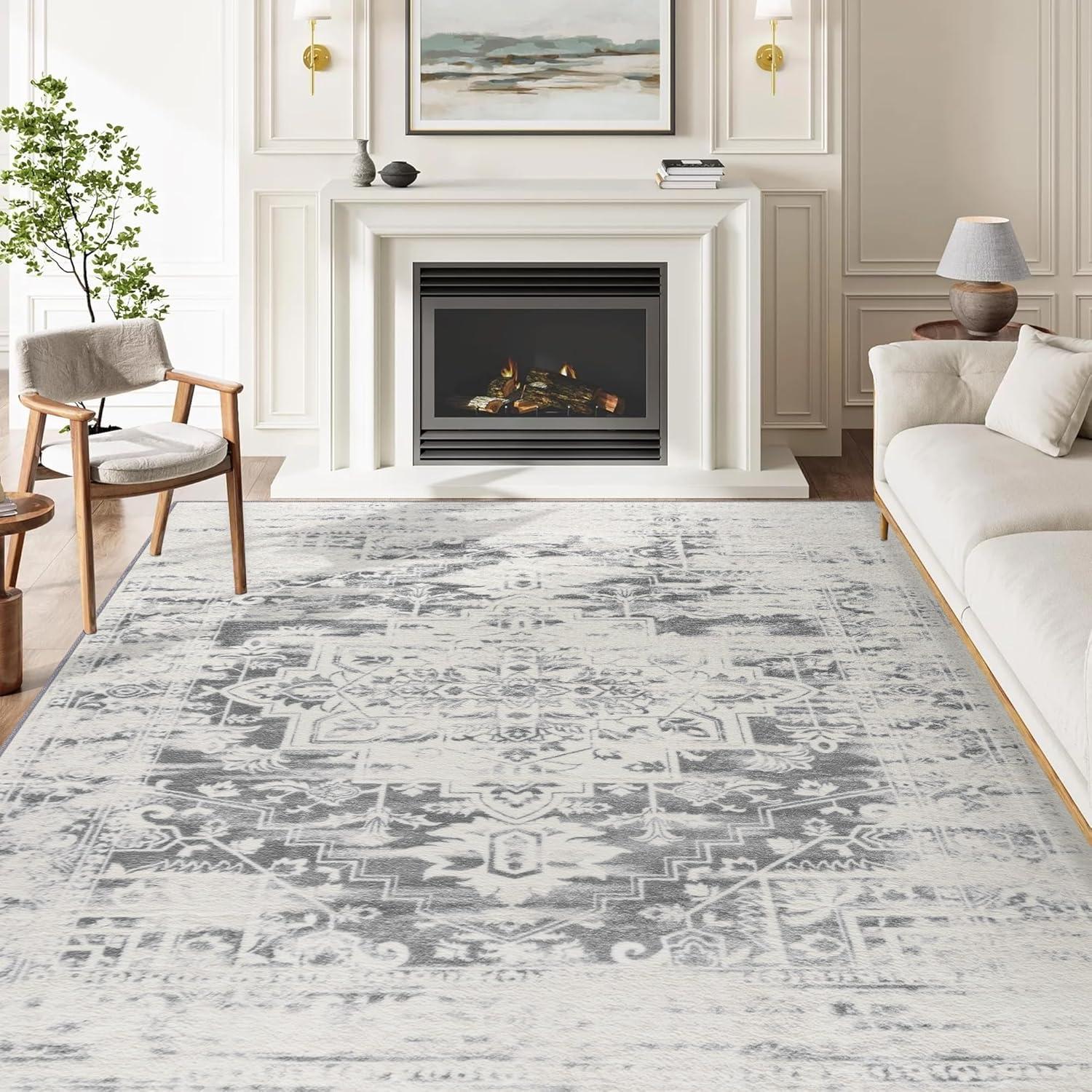 Why We Love This Soft, Washable 5×7 Vintage Rug in Grey