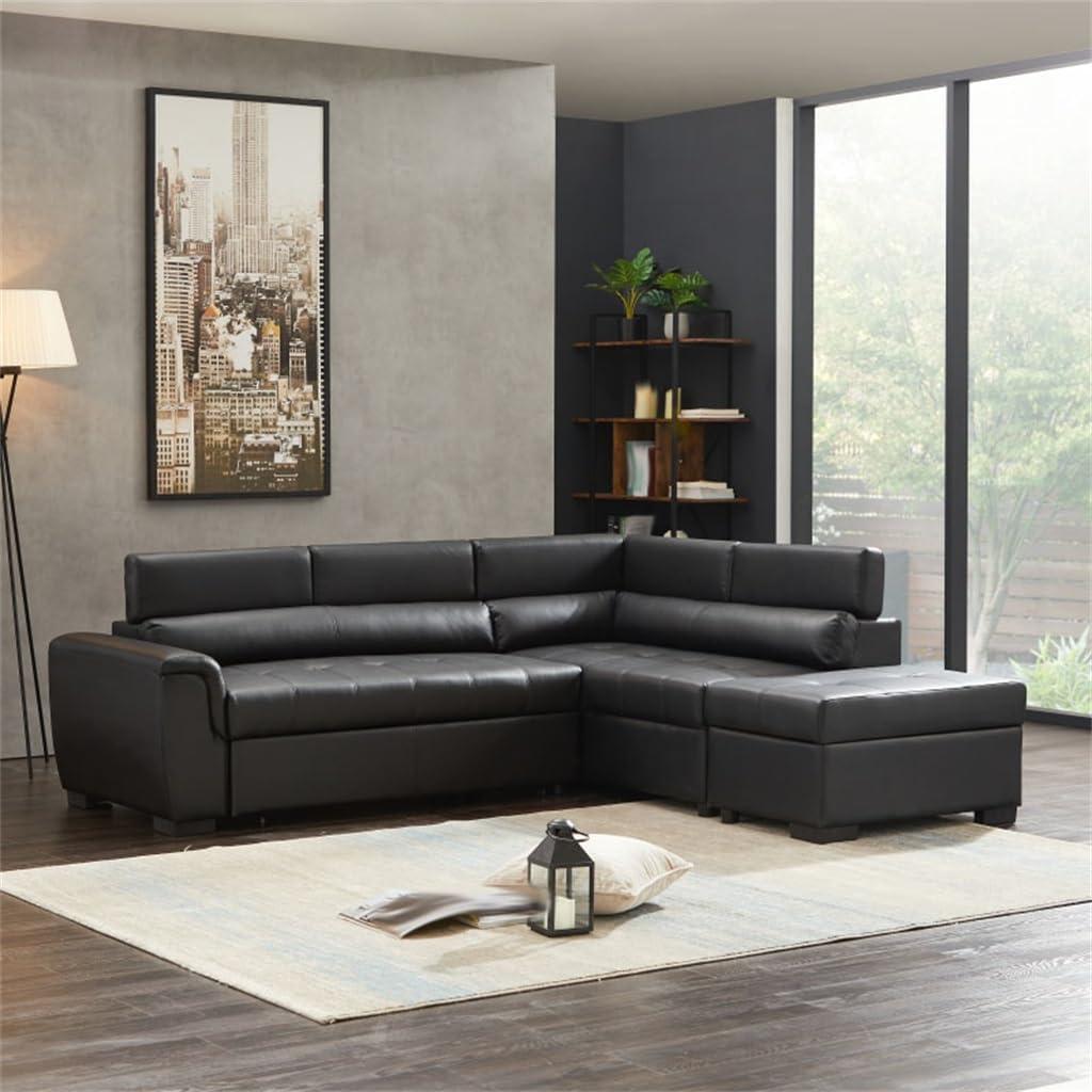 Our Honest⁣ Take: Pleasant & Spacious PU Leather Sectional Sofa Bed