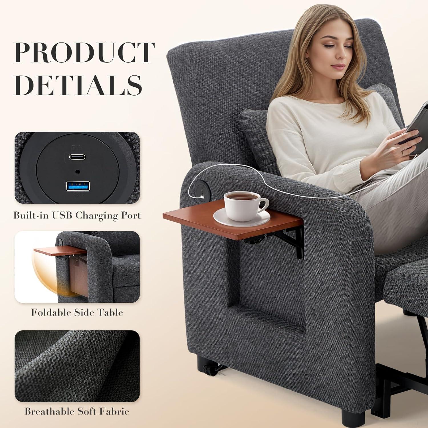 Our Review: Versatile Convertible Sleeper Chair with USB & Table